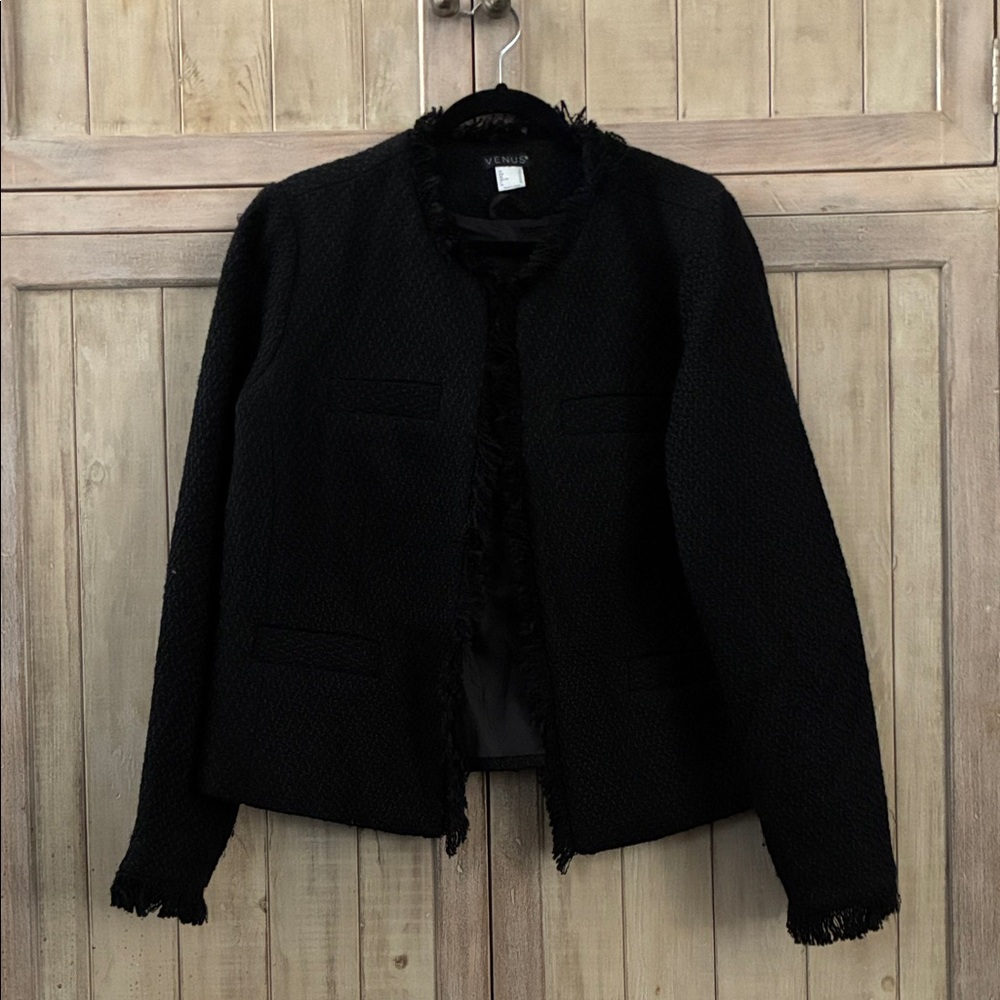 VENUS Black Textured Women's Blazer